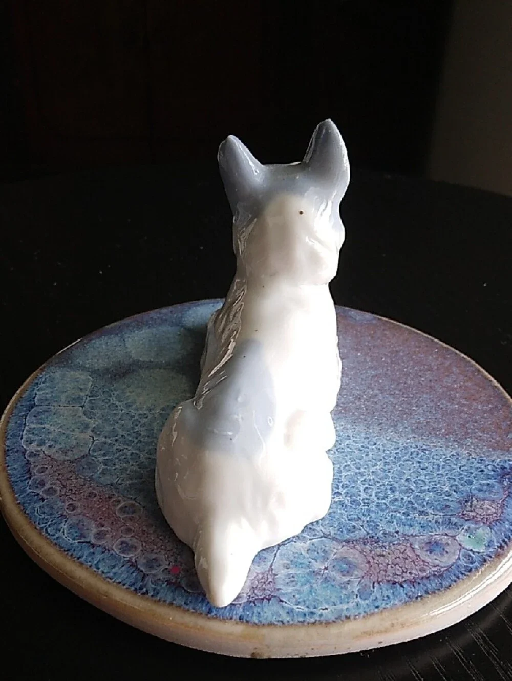 Vintage White and Blue Ceramic Scottie Dog Figurine